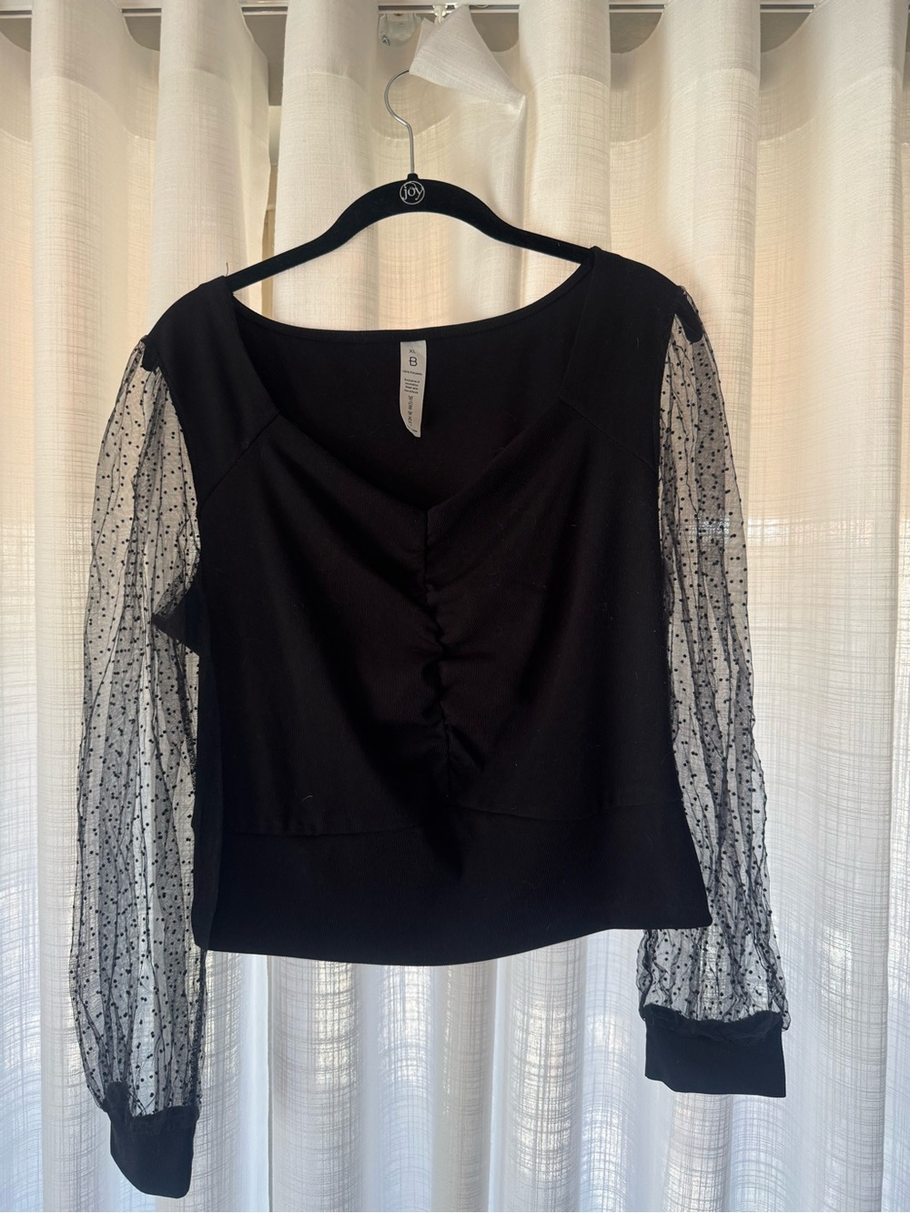 Women’s Black Sheer Sleeve Top by